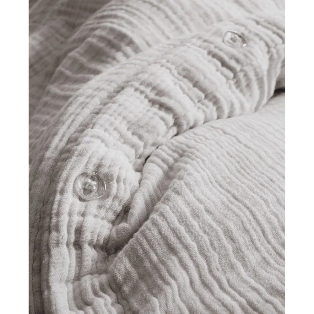 Quince Organic Airy Cotton Gauze Duvet Cover Set Twin Light Gray NEW